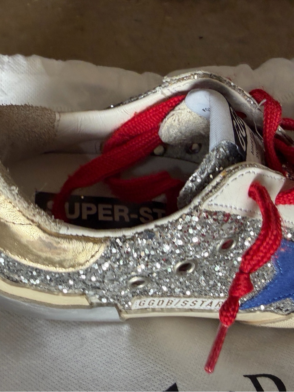 Golden Goose Superstar Silver Glitter Sneakers - Picture 7 of 10